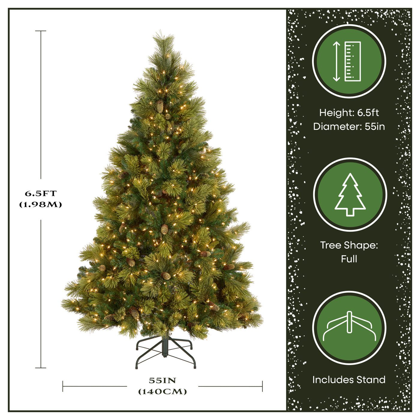 6.5 ft. Pre-Lit Carolina Pine Tree with Clear Lights - National Tree Company