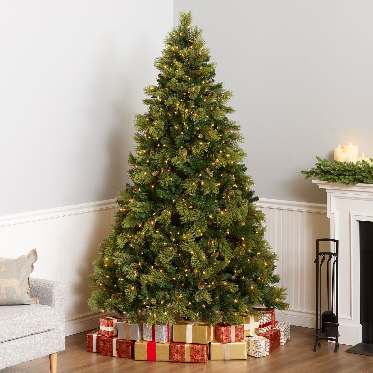 7 ft. Pre-Lit Carolina Pine Hinged Tree with Clear Lights, Plug-In - National Tree Company