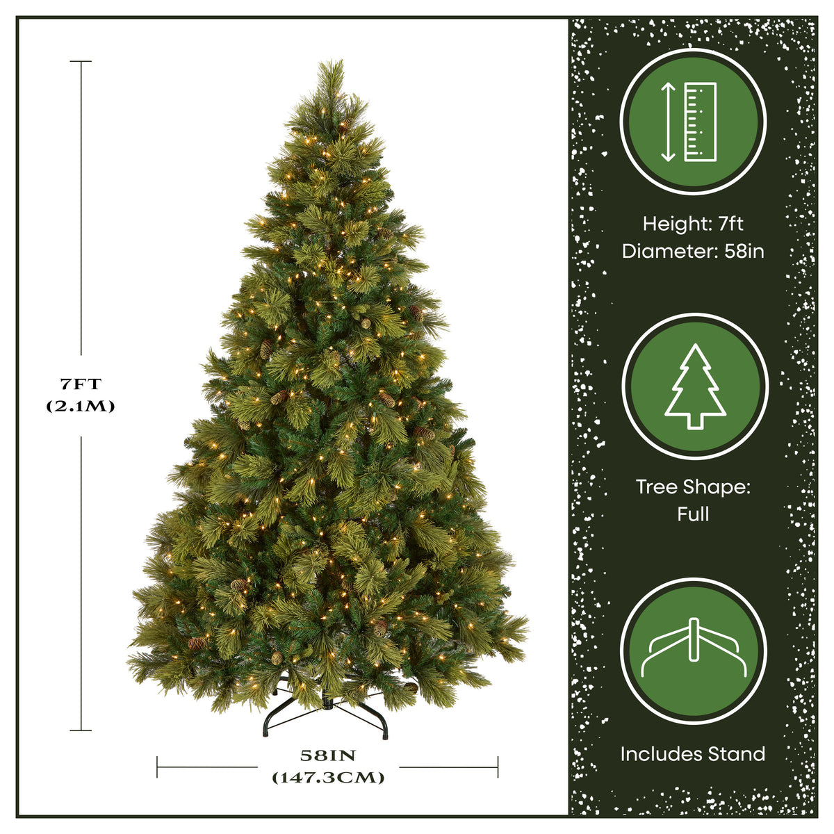 7 ft. Pre-Lit Carolina Pine Hinged Tree with Clear Lights, Plug-In - National Tree Company