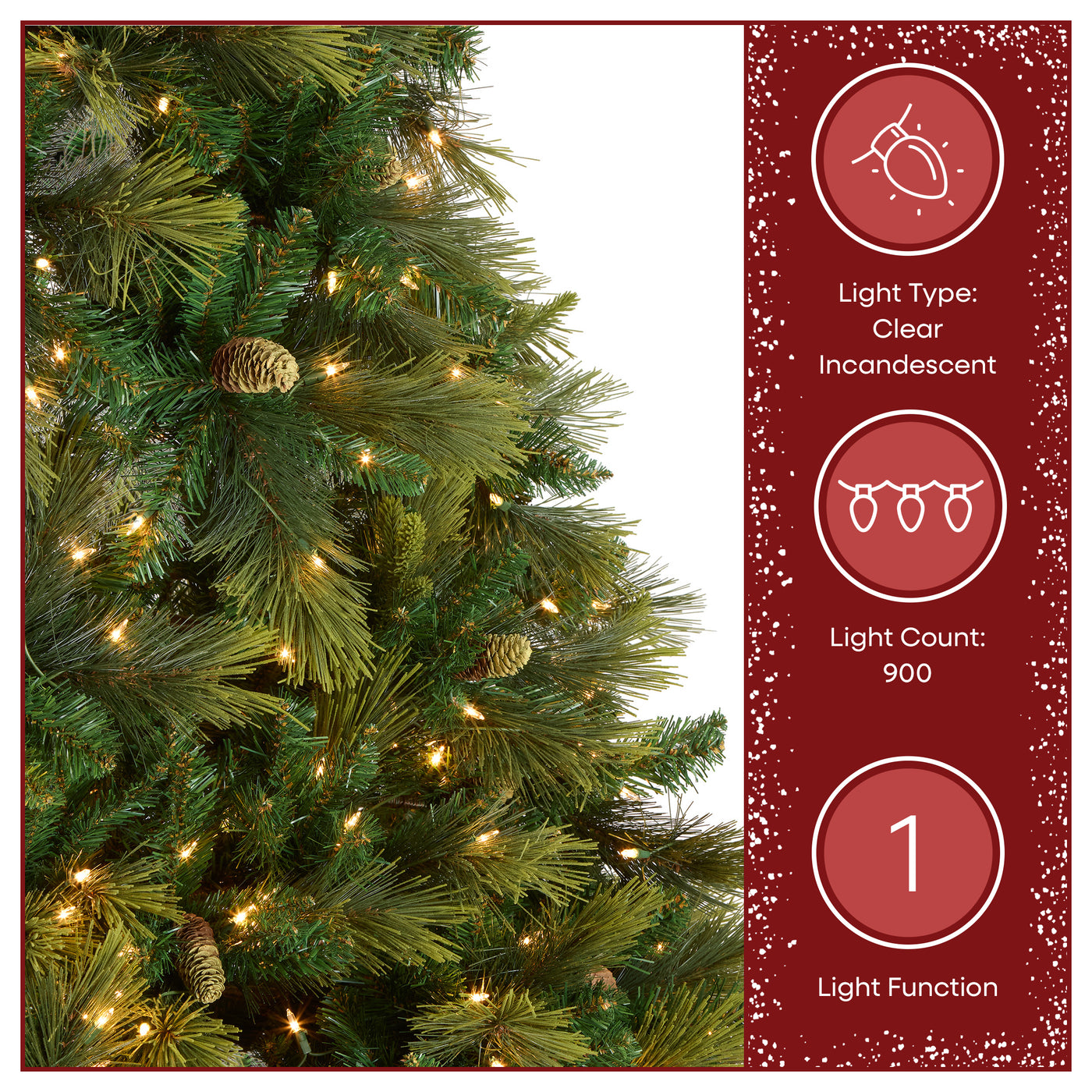 9 ft. Pre-Lit Carolina Pine Tree with Clear Lights with 900 Clear Lights - National Tree Company