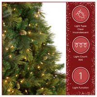9 ft. Pre-Lit Carolina Pine Tree with Clear Lights with 900 Clear Lights - National Tree Company