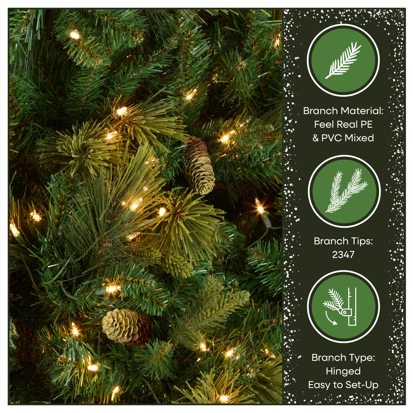 9 ft. Pre-Lit Carolina Pine Tree with Clear Lights with 900 Clear Lights - National Tree Company