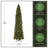 10 ft.Pre-Lit Carolina Pine Slim Tree with Clear Lights, Plug-In - National Tree Company