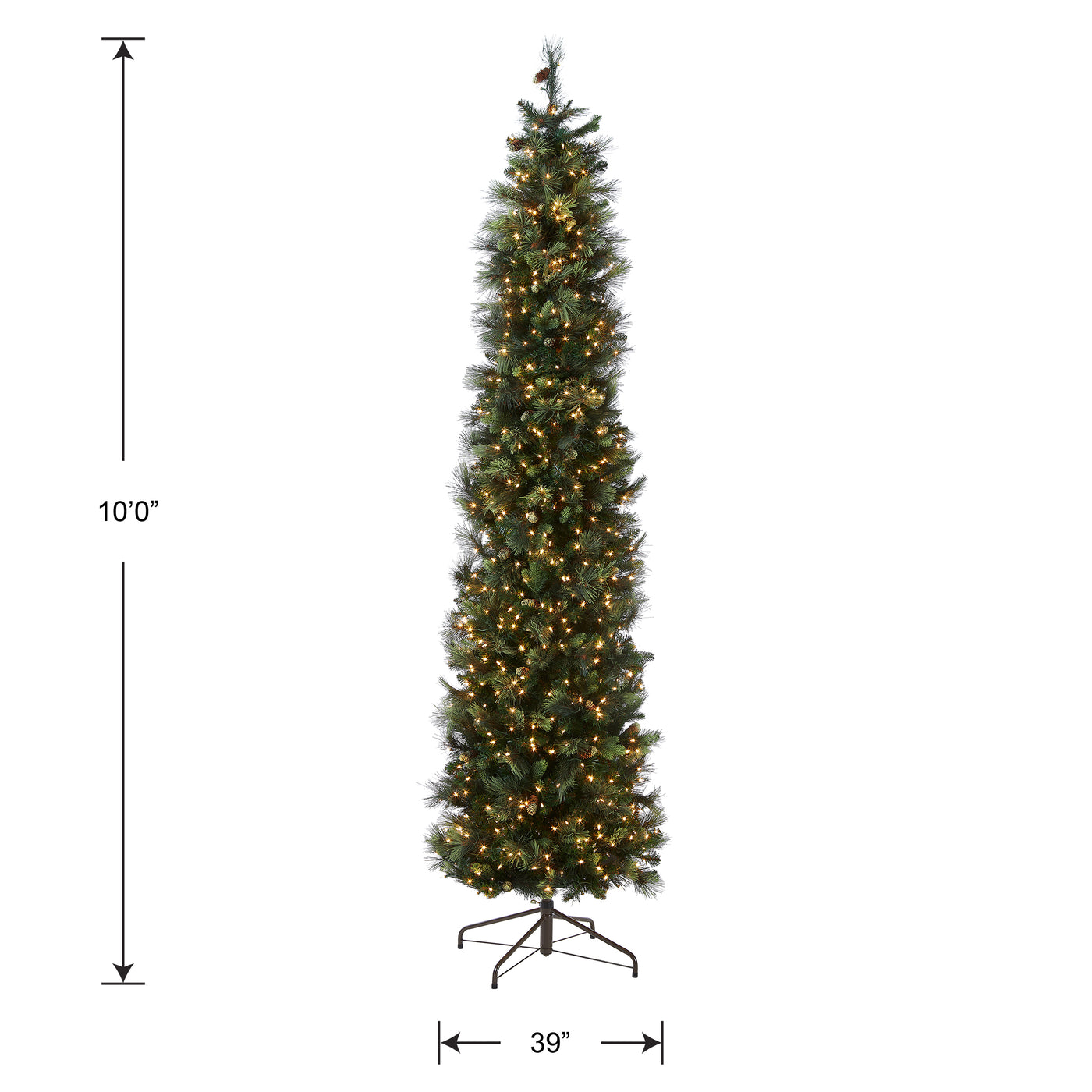 10 ft.Pre-Lit Carolina Pine Slim Tree with Clear Lights - National Tree Company