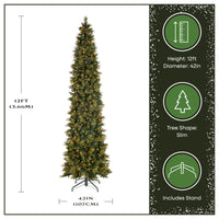 12 ft. Pre-Lit Carolina Pine Slim Tree with Clear Lights, Plug-In - National Tree Company