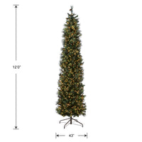 12 ft.Pre-Lit Carolina Pine Slim Tree with Clear Lights - National Tree Company