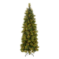 6.5 ft. Pre-Lit Carolina Pine Slim Tree with Clear Lights - National Tree Company