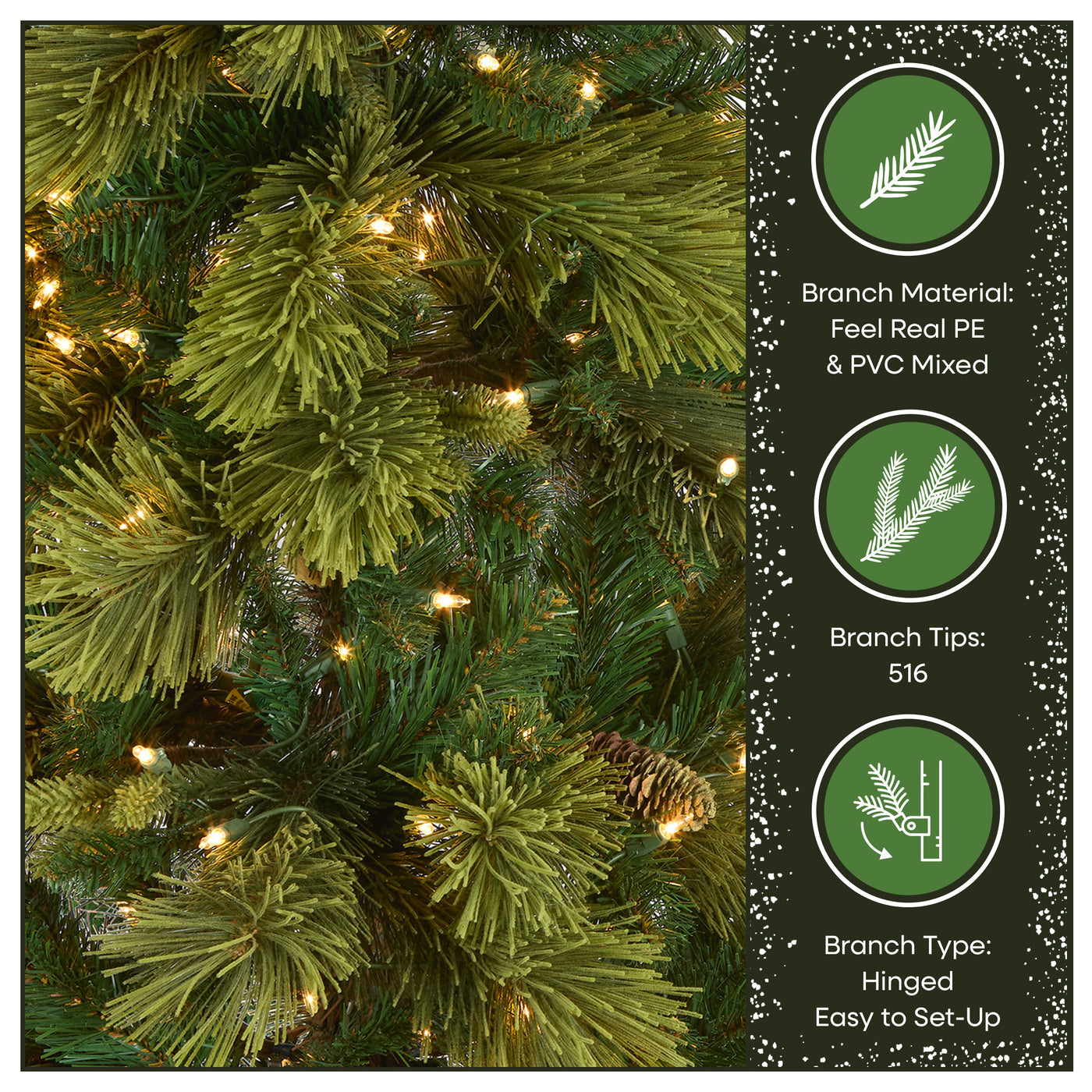 6.5 ft. Pre-Lit Carolina Pine Slim Tree with Clear Lights - National Tree Company