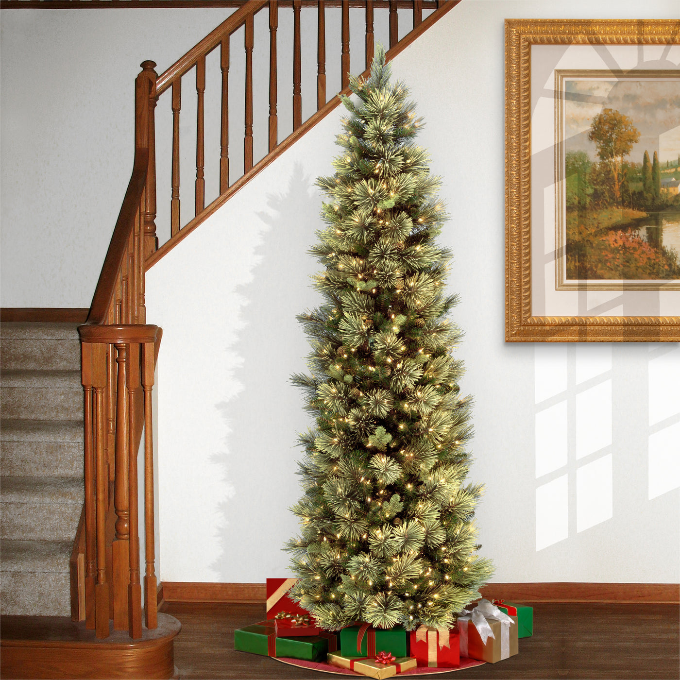 7 ft. Pre-Lit Carolina Pine Slim Tree with Clear Lights - National Tree Company