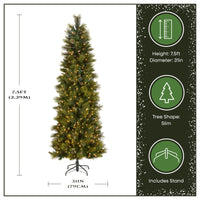 7.5 ft. Pre-Lit Carolina Pine Slim Tree with Clear Lights - National Tree Company