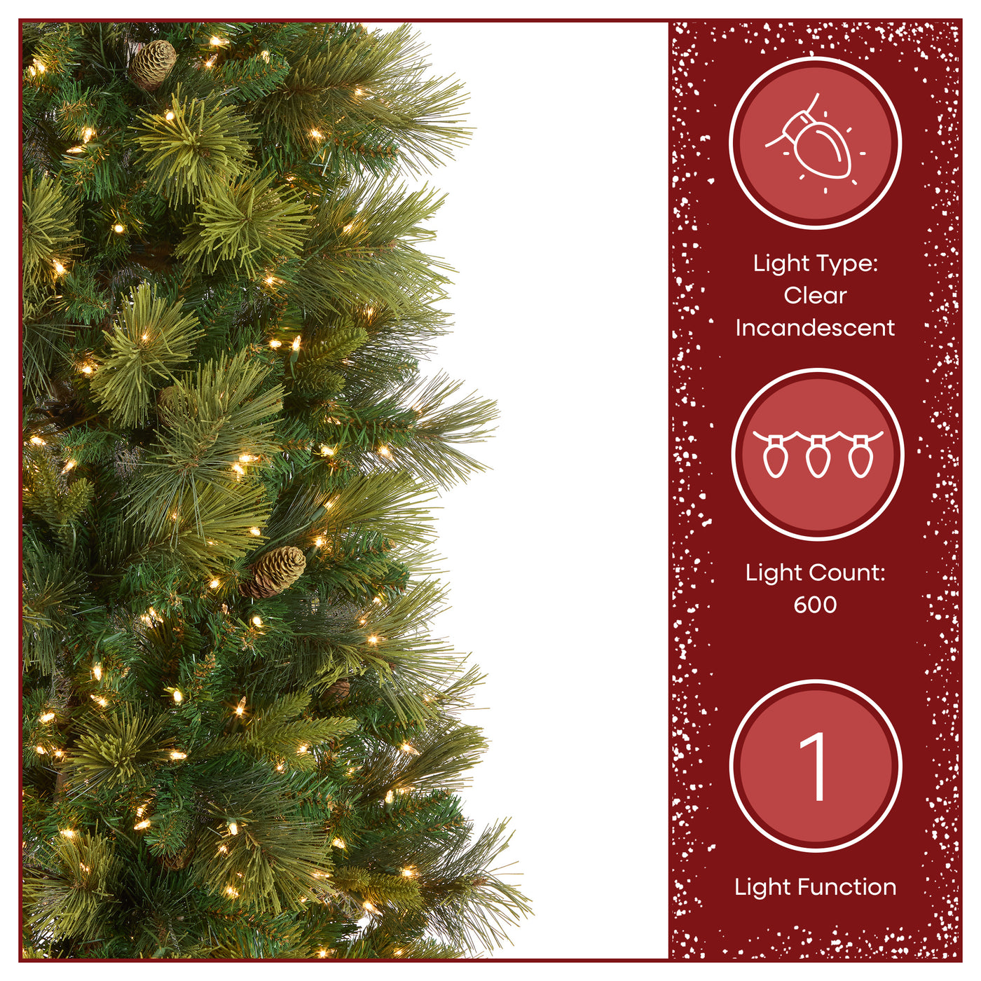 7.5 ft. Pre-Lit Carolina Pine Slim Tree with Clear Lights - National Tree Company