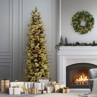 9 ft. Pre-Lit Carolina Pine Slim Tree with Clear Lights - National Tree Company