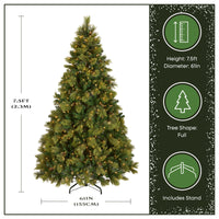 7.5 ft. Pre-Lit Carolina Pine Hinged Tree with 1000 Clear Lights, Plug-In - National Tree Company