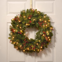 24 in. Pre-Lit Classical Collection Wreath with Clear Lights - National Tree Company