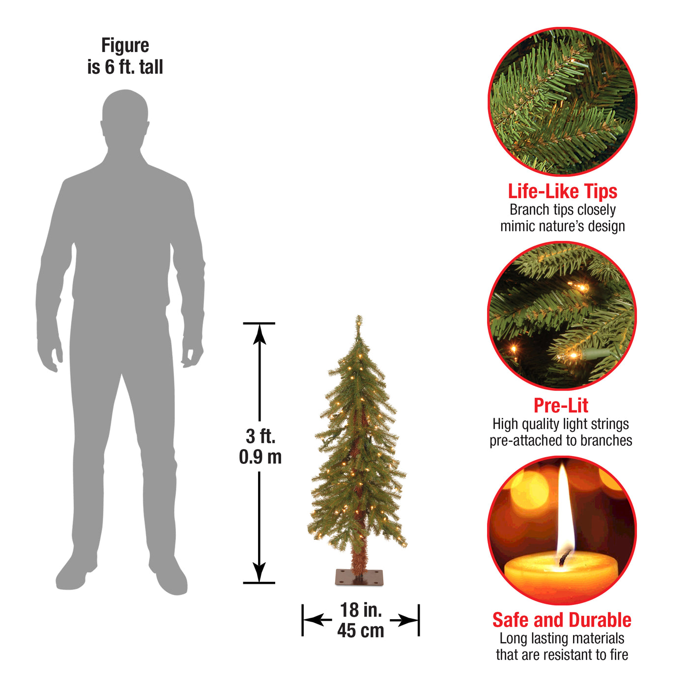 3 ft. Pre-Lit Hickory Cedar Tree with Clear Lights - National Tree Company