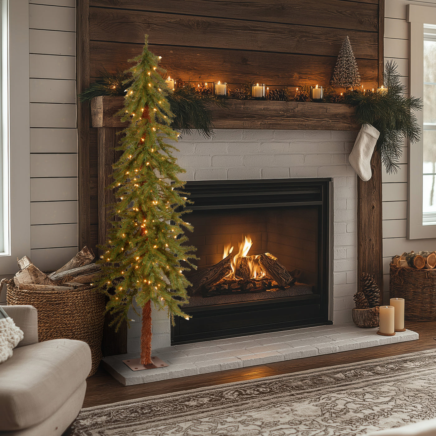 5 ft. Pre-Lit Hickory Cedar Slim Tree with Clear Lights - National Tree Company