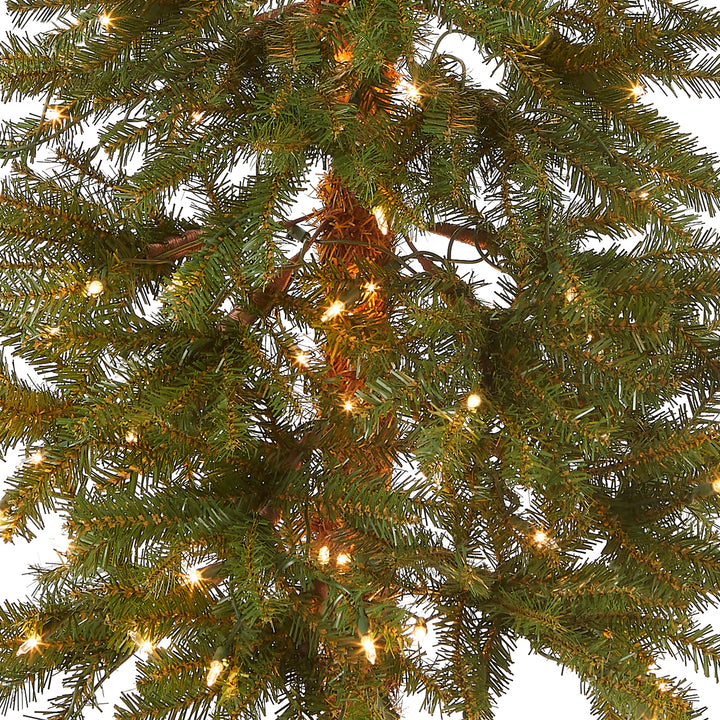 Pre-Lit Artificial Christmas Tree, Hickory Cedar, Green, White Lights, Includes Stand, 5 Feet