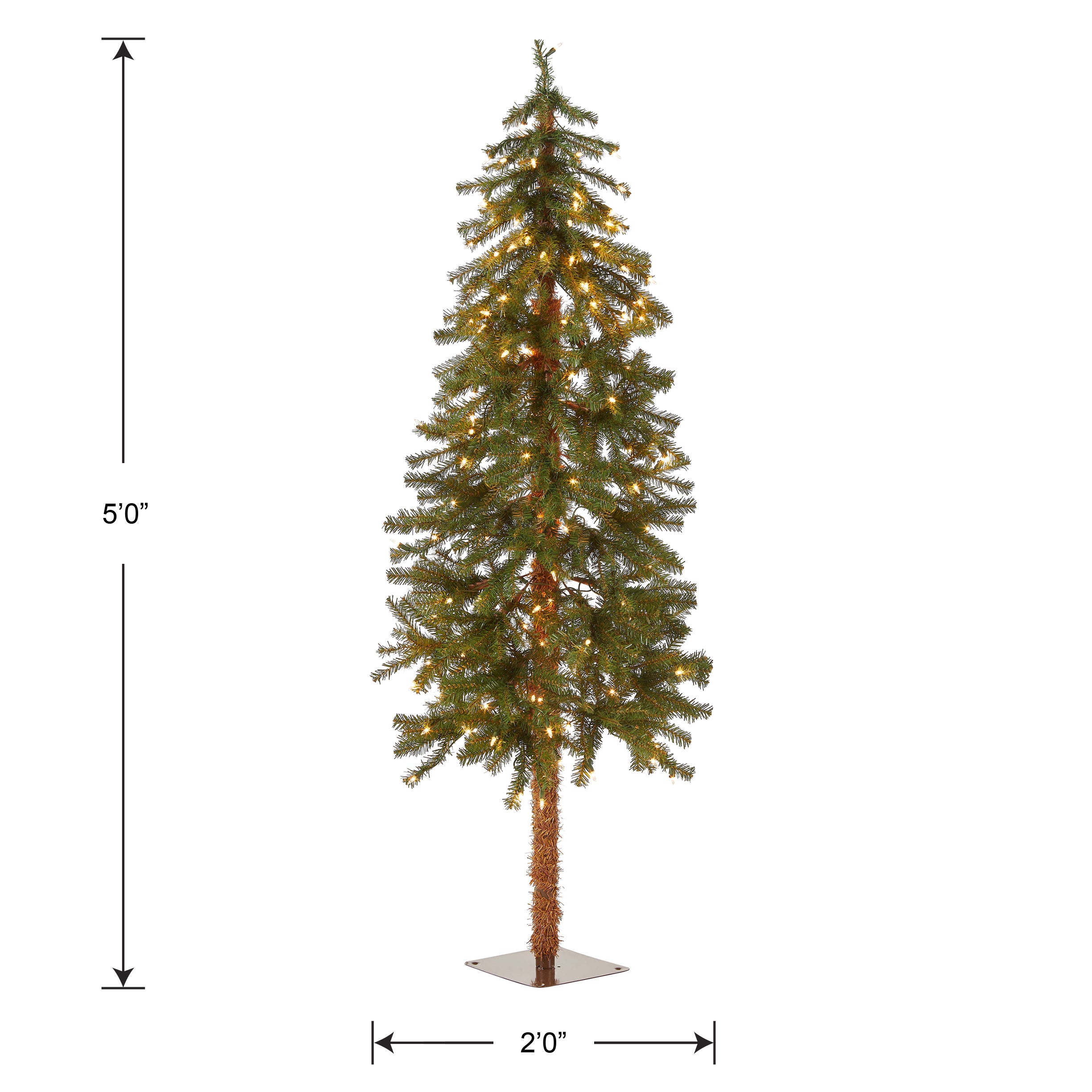 5 ft. Pre-Lit Hickory Cedar Slim Tree with Clear Lights, Plug-In