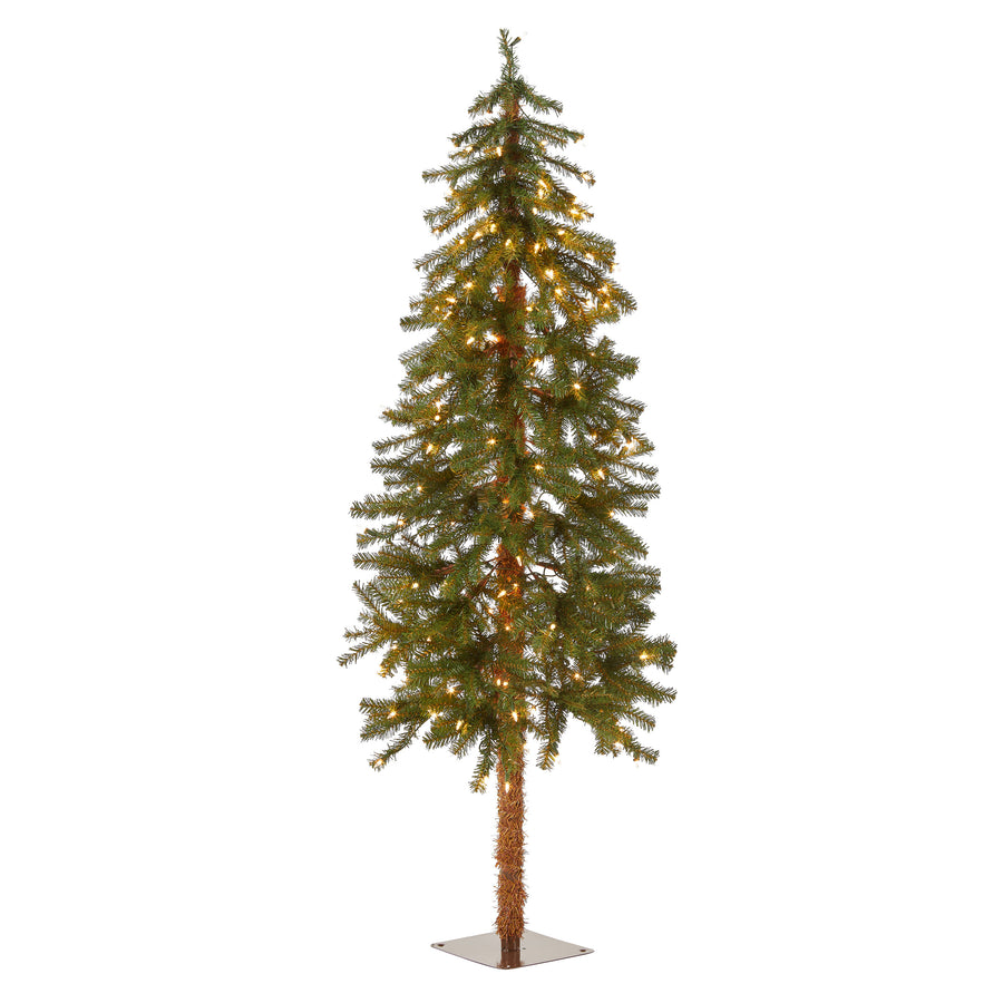 5 ft. Pre-Lit Hickory Cedar Bark Tree with Clear Lights, Plug-In - National Tree Company
