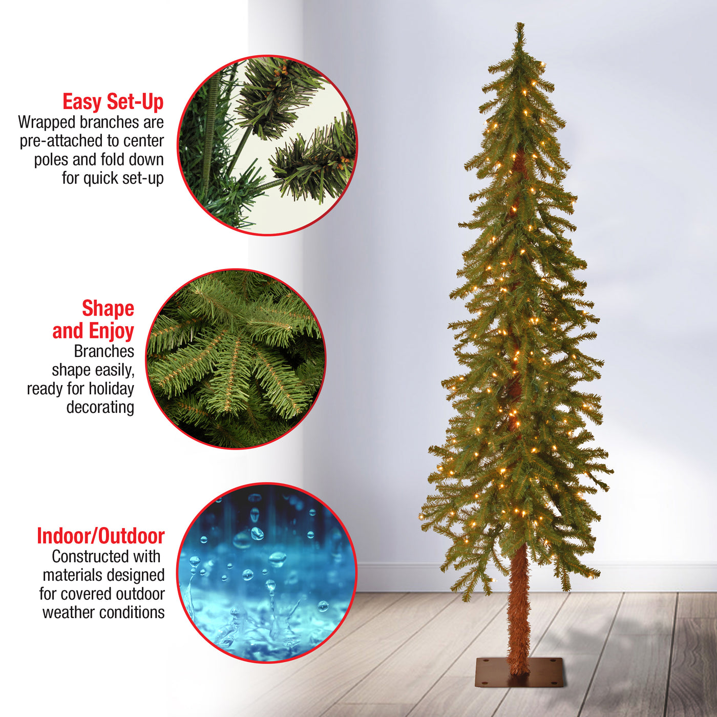6 ft. Pre-Lit Hickory Cedar Tree with Clear Lights - National Tree Company