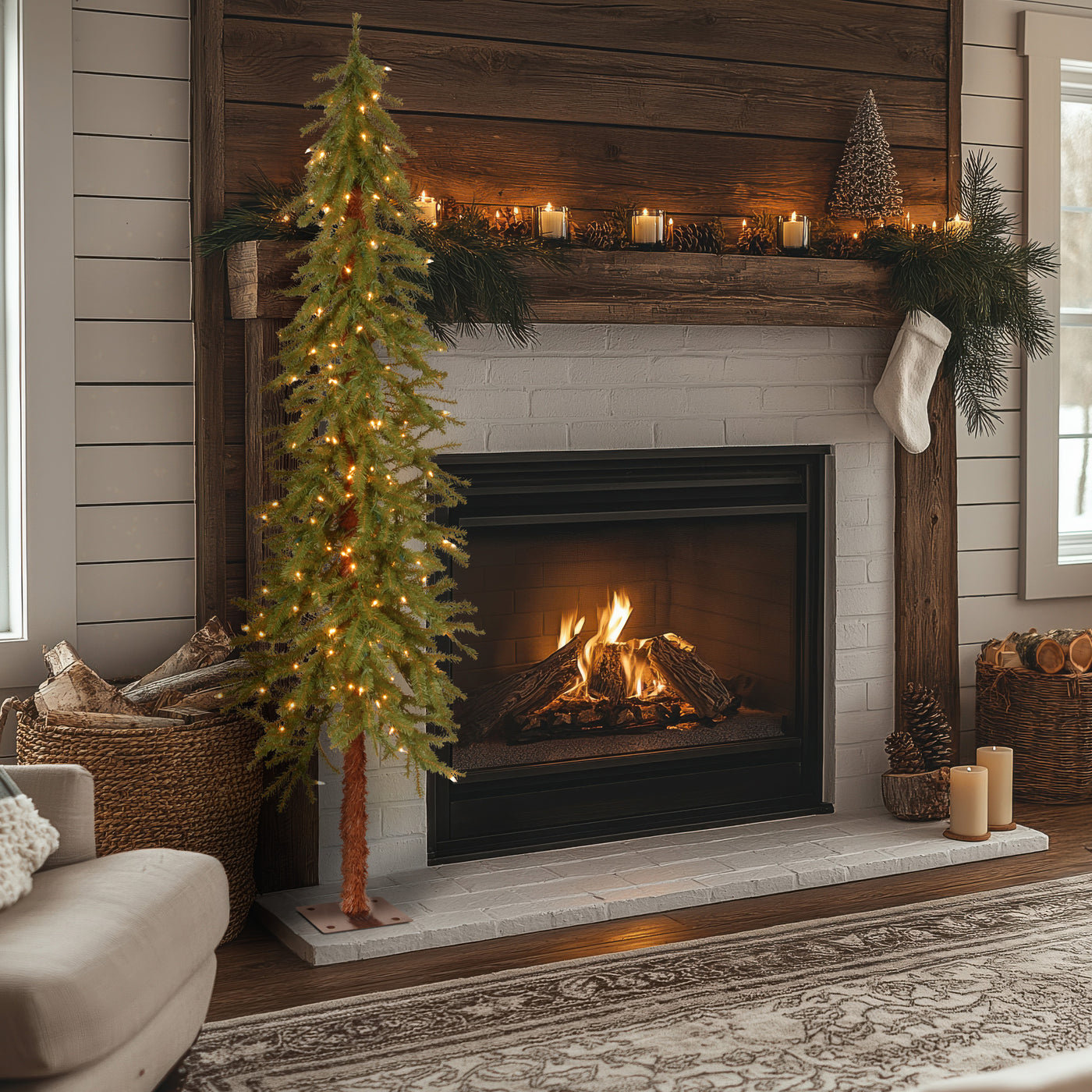 6 ft. Pre-Lit Hickory Cedar Tree with Clear Lights - National Tree Company