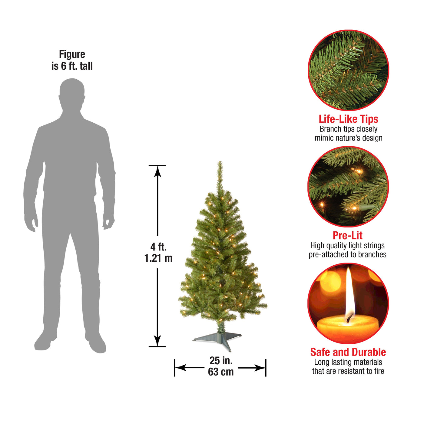 4 ft. Pre-Lit Canadian Fir Tree with Clear Lights - National Tree Company