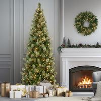 9 ft. Pre-Lit Charleston Pine Slim Tree with Clear Lights - National Tree Company