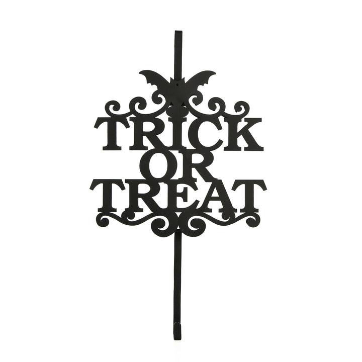 Halloween Metal Wreath Hanger, Black, 'Trick or Treat', 19 Inches