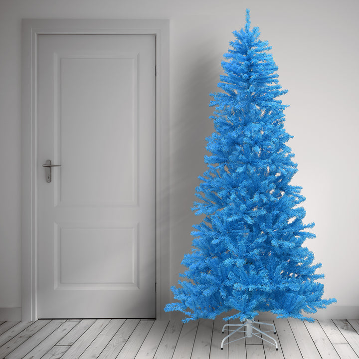 7.5 Feet Light Blue Christmas Tree with White Stand