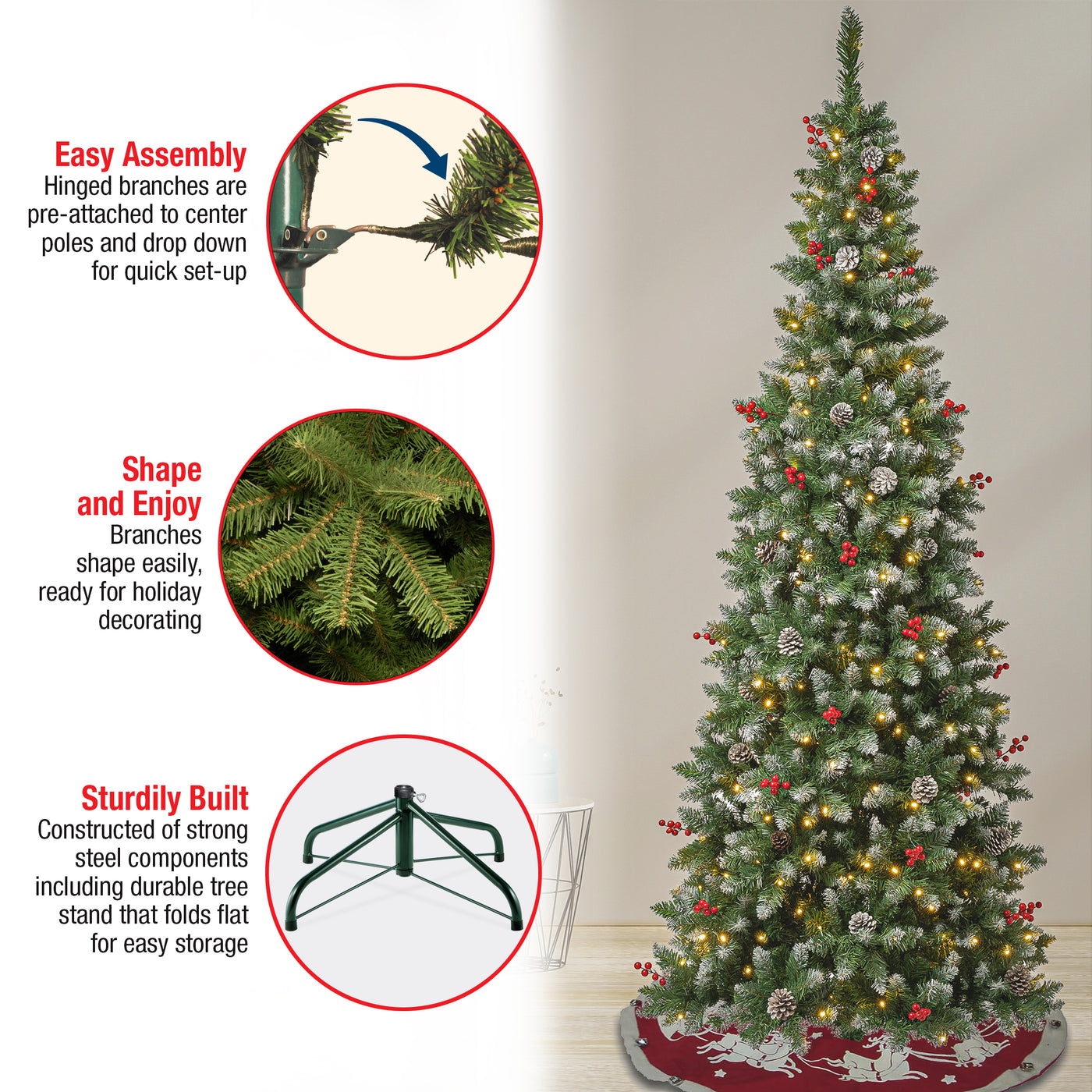 7.5 ft. Pre-Lit Cullen Slim Tree with Warm White LED Lights - National Tree Company