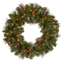 24 in. Pre-Lit Crestwood Spruce Wreath with Twinkly LED Lights - National Tree Company