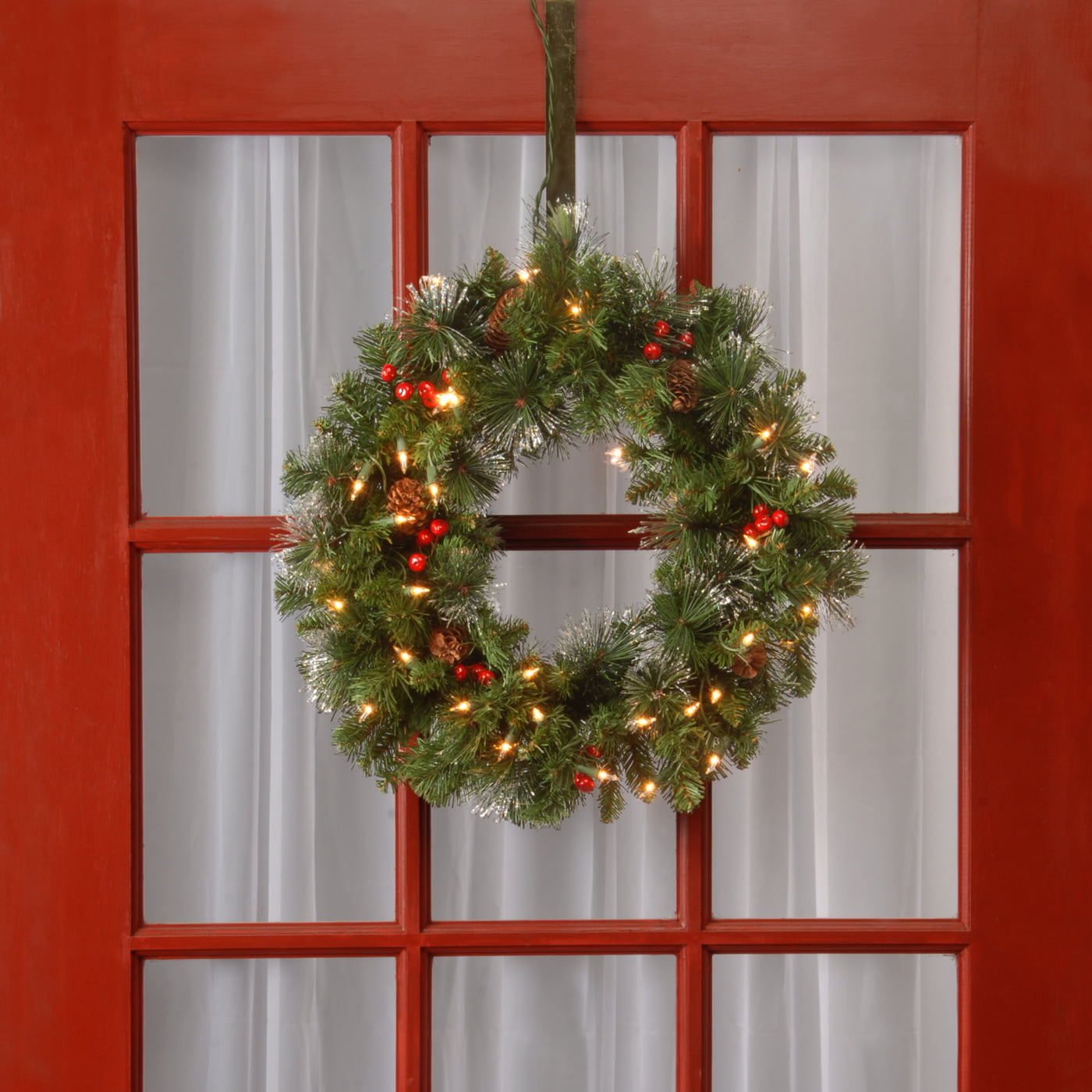 20 in. Pre-Lit Crestwood Spruce Wreath with Clear Lights - National Tree Company