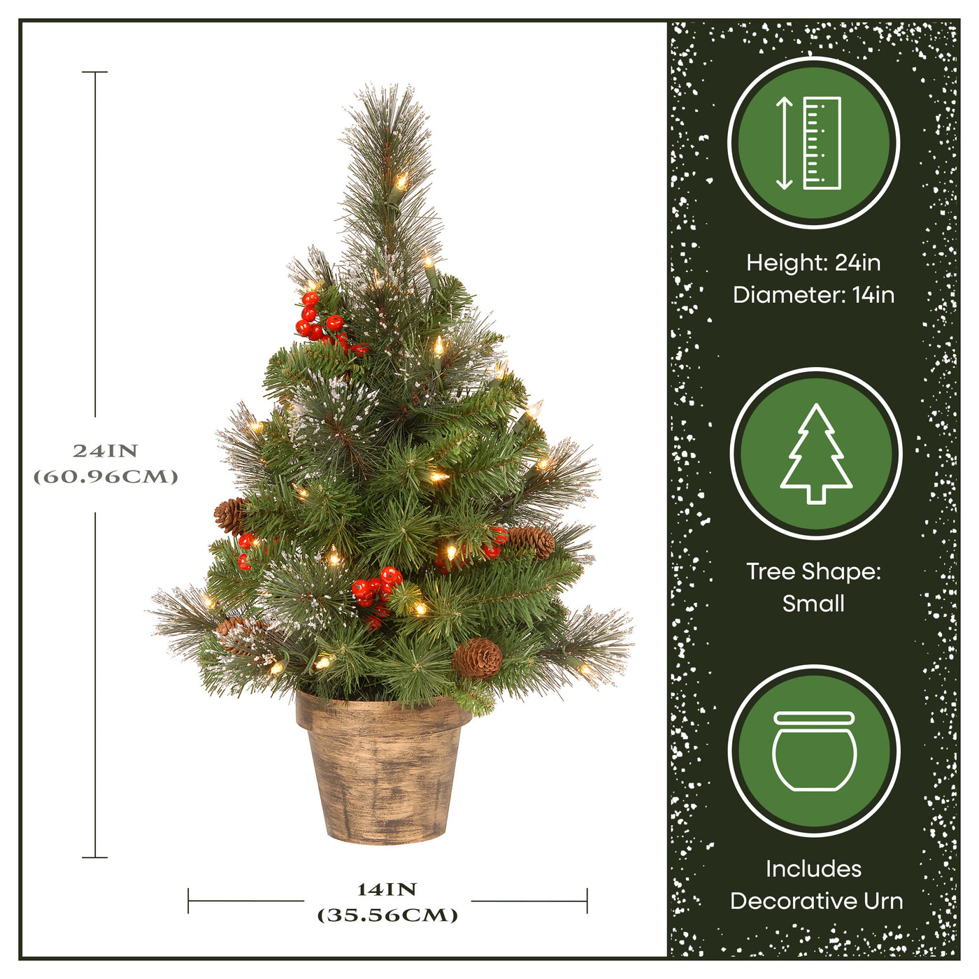 2 ft. Pre-Lit Crestwood Spruce Entrance Tree with Clear Lights, Plug-In - National Tree Company