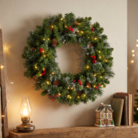 36 in. Pre-Lit Crestwood Spruce Wreath with Clear Lights, Plug-In - National Tree Company