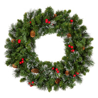 24 in. Pre-Lit Crestwood Spruce Wreath with Clear Lights, Plug-In - National Tree Company