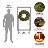 24 in. Pre-Lit Crestwood Spruce Wreath with Clear Lights - Plug In - National Tree Company