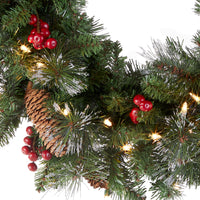 24 in. Pre-Lit Crestwood Spruce Spruce Wreath with Clear Lights - National Tree Company