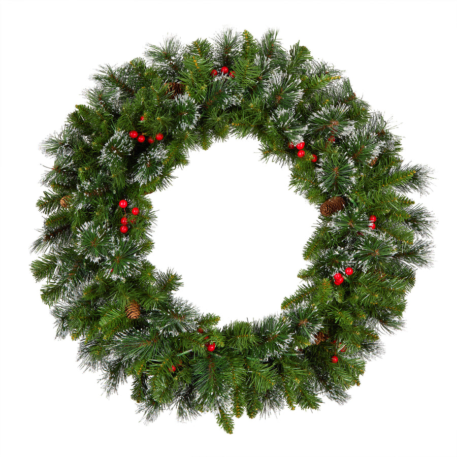 30 in. Pre-Lit Crestwood Spruce Wreath with Warm White LED Lights - National Tree Company