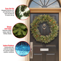 36 in. Pre-Lit Crestwood Spruce Wreath with Clear Lights - National Tree Company