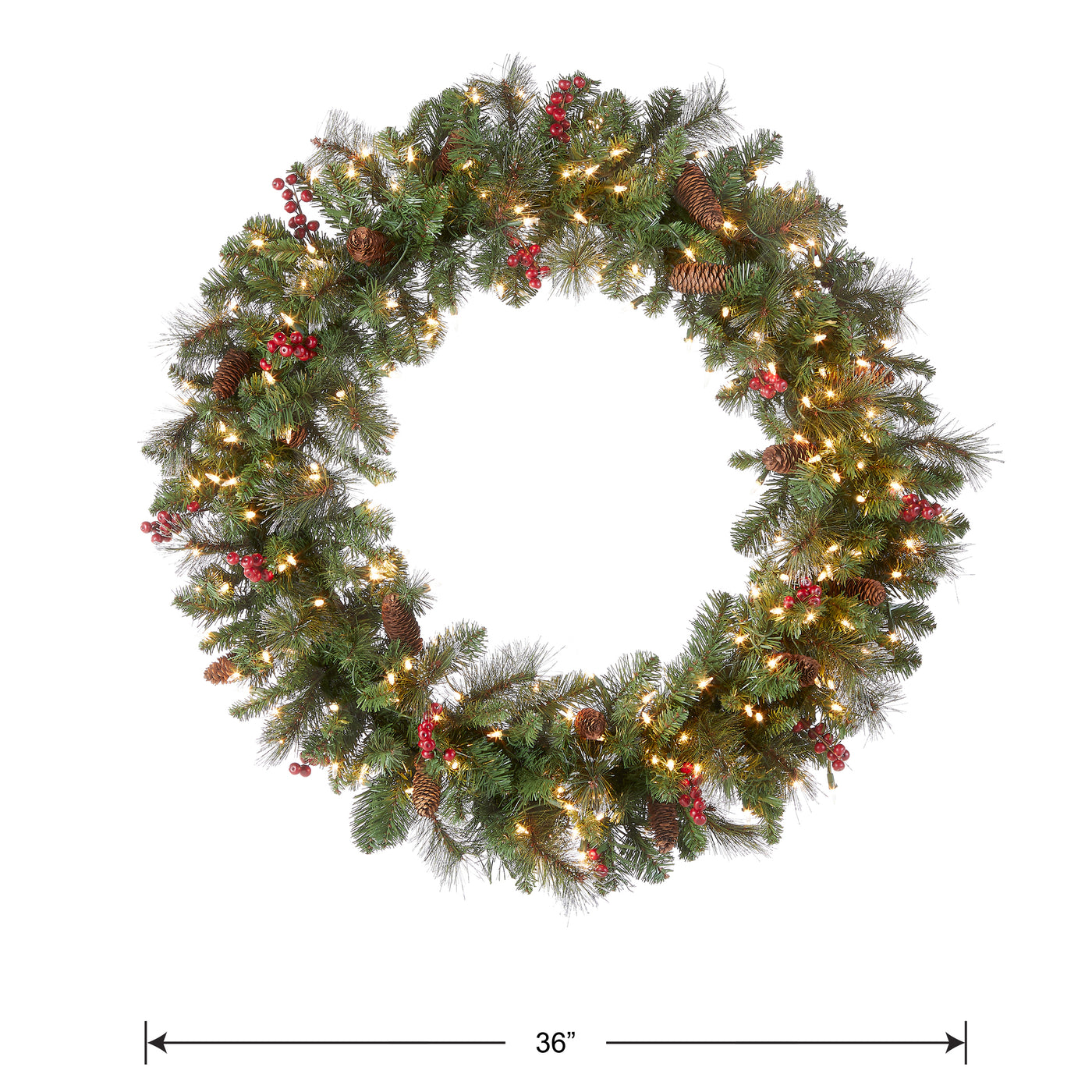 36 in. Pre-Lit Crestwood Spruce Wreath with Clear Lights - National Tree Company