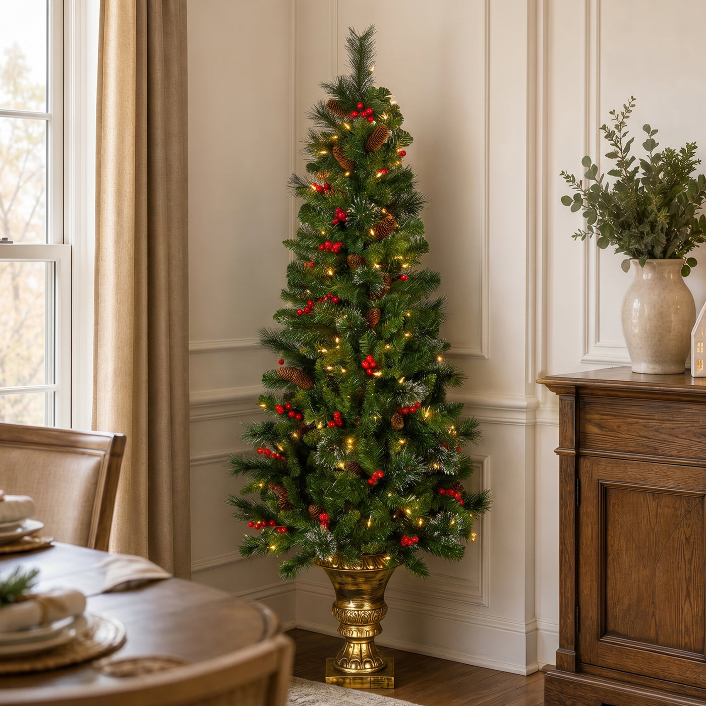 5 ft. Pre-Lit Crestwood Spruce Entrance Tree with Clear Lights - National Tree Company