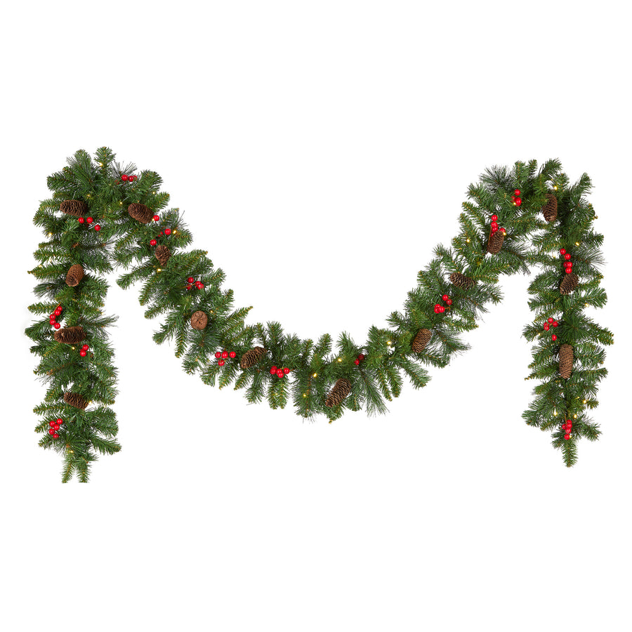 9 ft. Pre-Lit Crestwood Spruce Garland with Clear Lights, Plug-In - National Tree Company