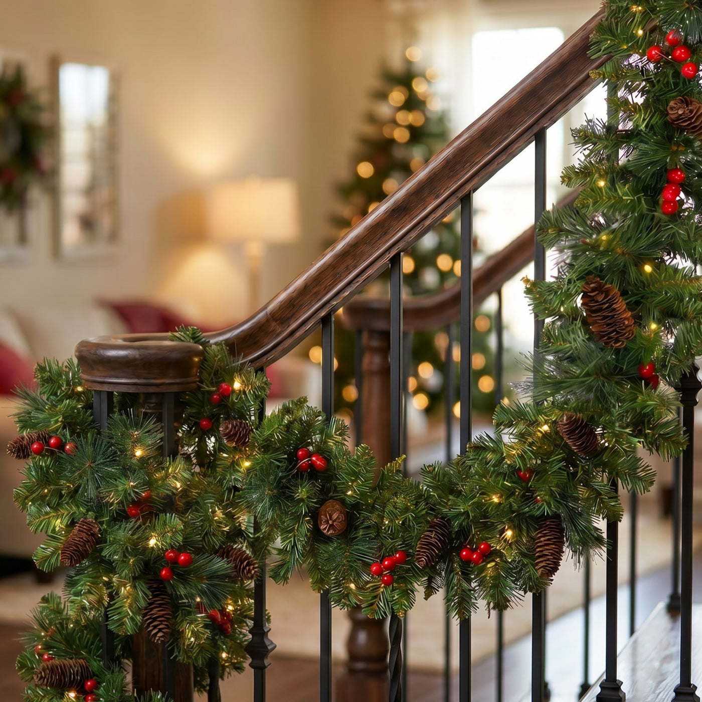 9 ft. Pre-Lit Crestwood Spruce Garland with Clear Lights, Plug-In - National Tree Company