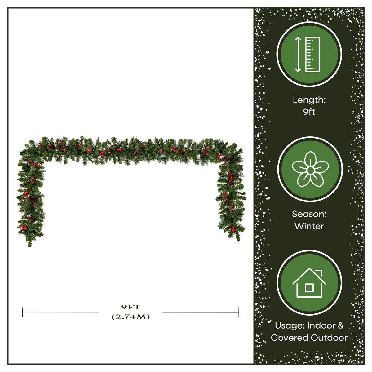 9 ft. Pre-Lit Crestwood Spruce Garland with Clear Lights, Plug-In - National Tree Company