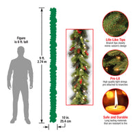 9 ft. Pre-Lit Crestwood Spruce Garland with LED Lights - National Tree Company