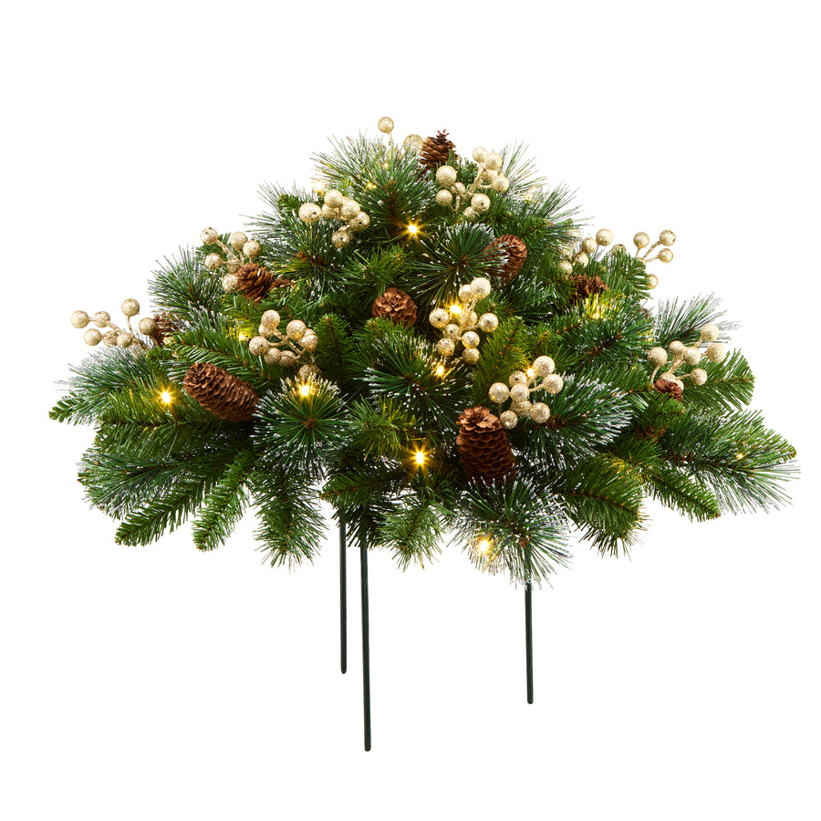 18in. Crestwood Gold Spruce Urn Filler with LED Lights - National Tree Company