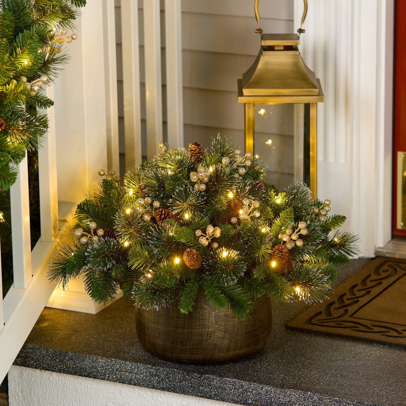 18 in. Crestwood Gold Spruce Urn Filler with LED Lights - National Tree Company