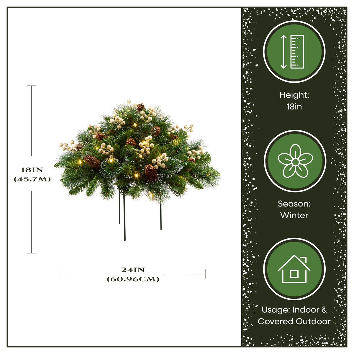 18 in. Crestwood Gold Spruce Urn Filler with Warm White LED Lights - National Tree Company