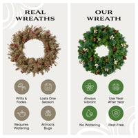 24 in. Crestwood Gold Spruce Wreath with Warm White LED Lights - National Tree Company