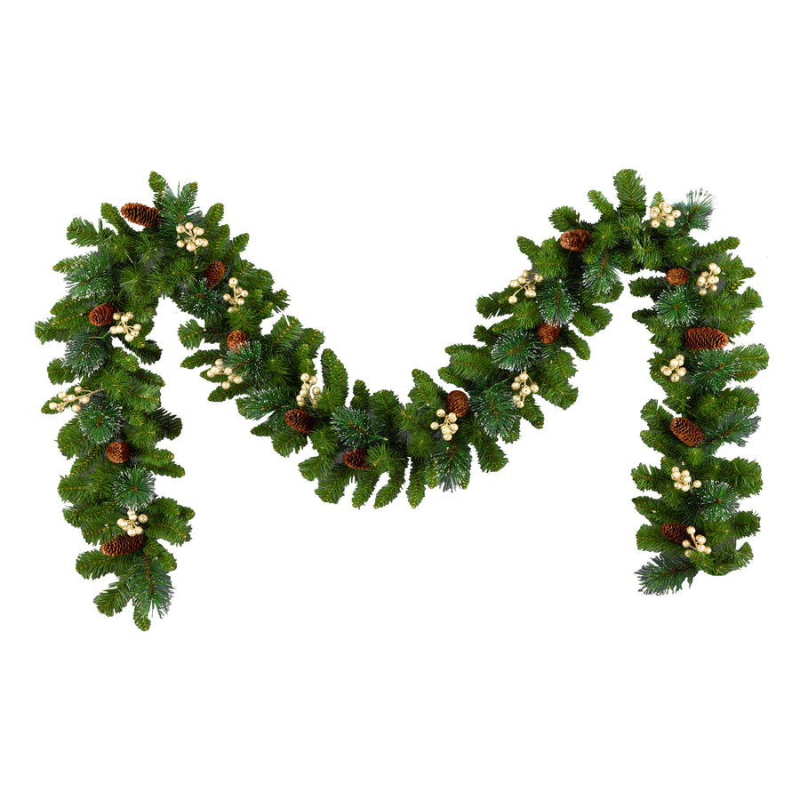9 ft. Crestwood Gold Spruce Garland with Warm White LED Lights - National Tree Company